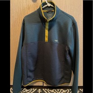 L.L. Bean Mens Blue 1/4 Snap Ribbed Slightly Fitted Pullover Large Item 506482